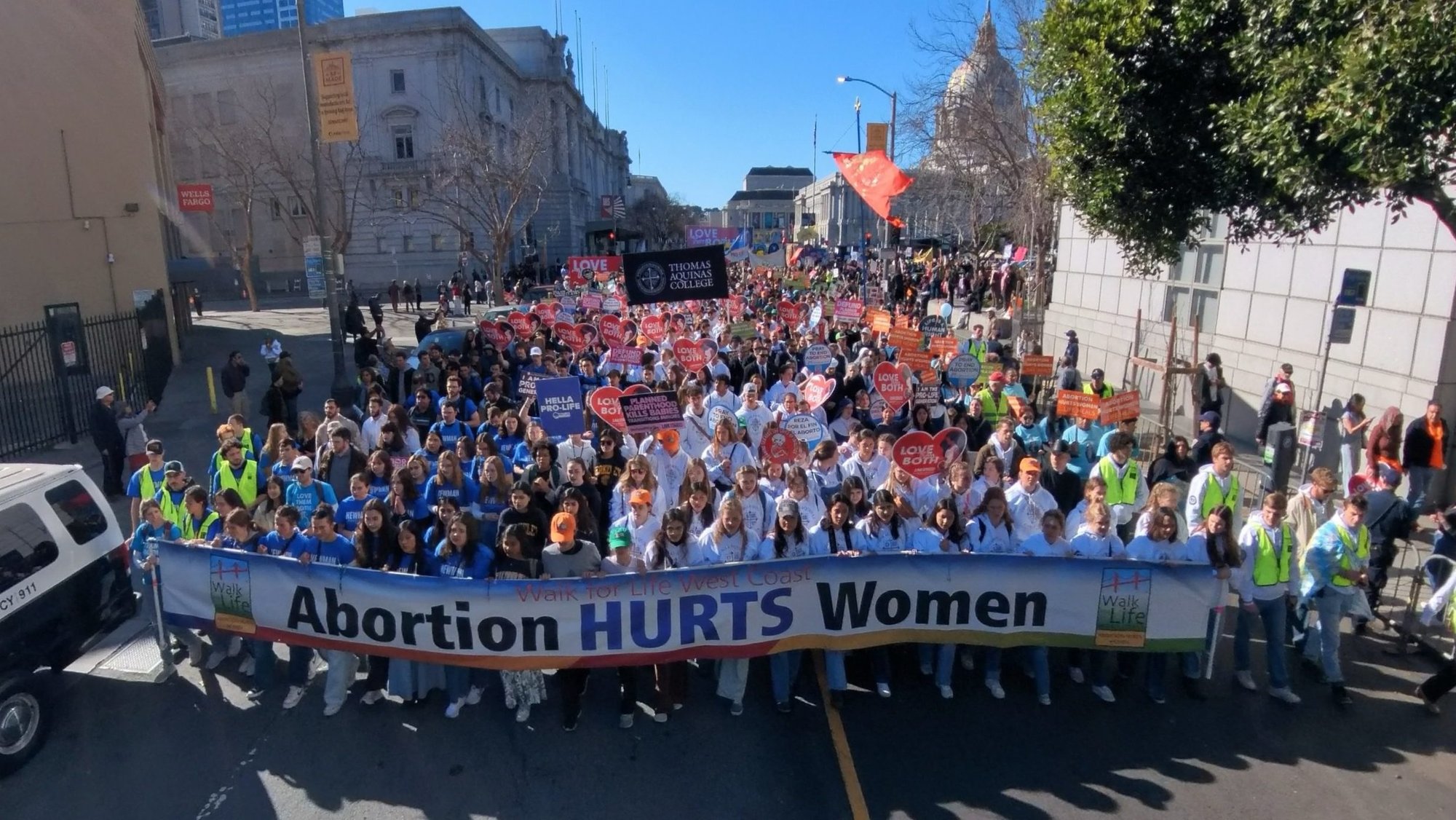 Thousands take part in the 22nd annual Walk for Life West Coast in San Francisco Jan. 24, 2026. Archbishop Salvatore J. Cordileone of San Francisco took the stage at Civic Center Plaza to welcome the crowd. (OSV News photo/Jamil Dababneh, courtesy Walk for Life West Coast)