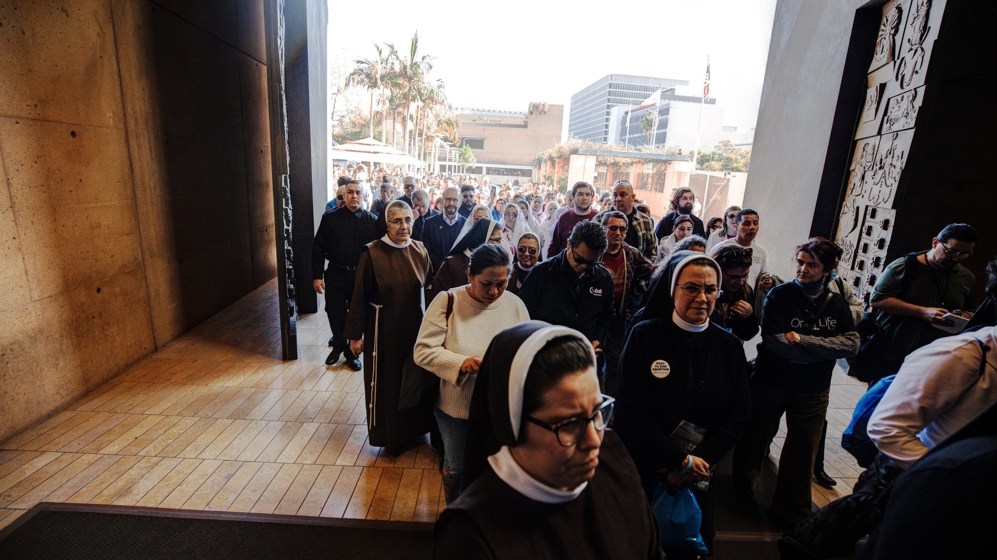 LA Catholics process into the Cathedral of Our Lady of the Angels during the 2025 OneLife LA event. (Victor Alemán)