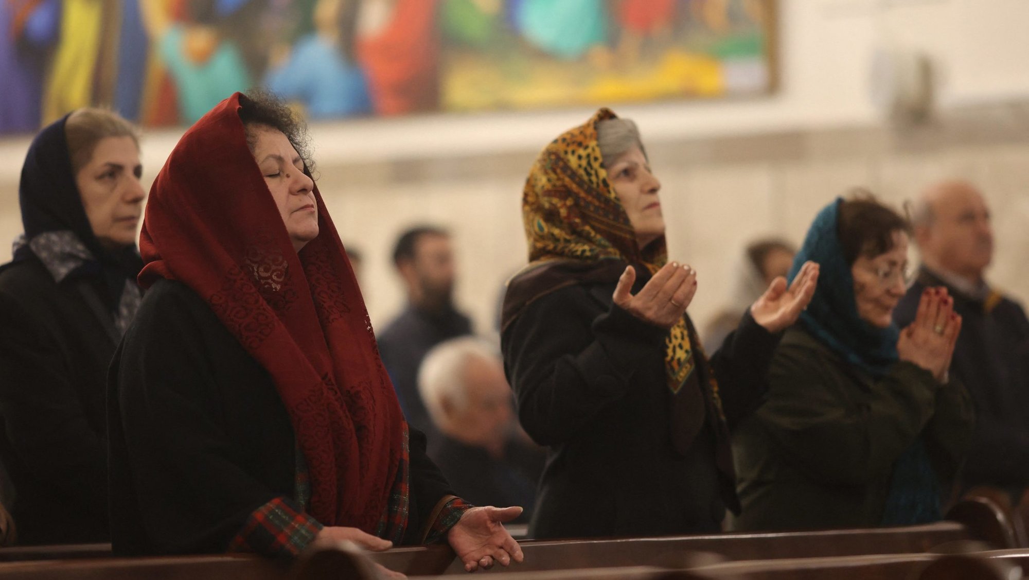 Iranian Christians take part in the New Year prayer service at a church in Tehran Jan. 1, 2025. (OSV News photo/Majid Asgaripour, WANA via Reuters)