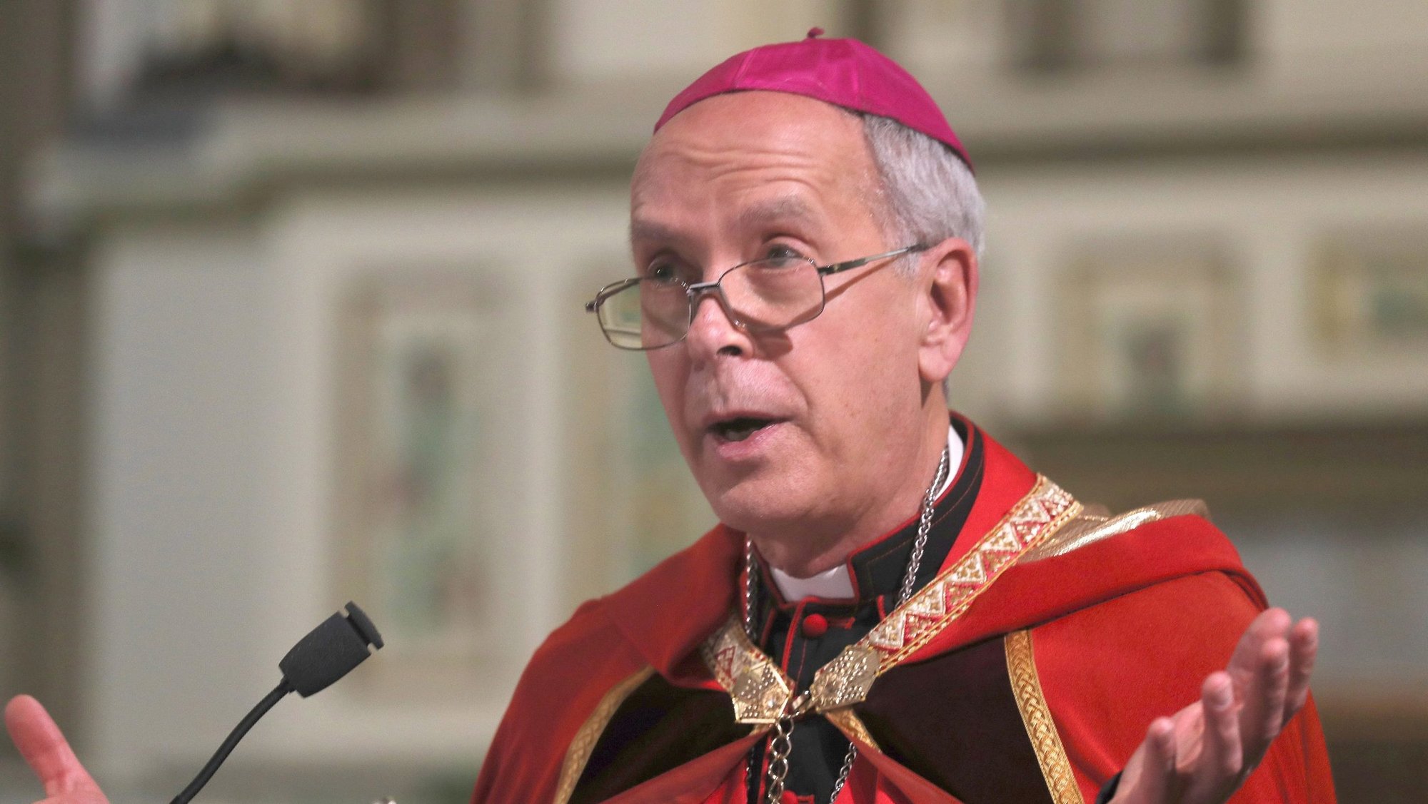 Bishop Mark J. Seitz of El Paso, Texas, leads a prayer vigil at Sacred Heart Church in El Paso March 24, 2025, following a rally and march against mass deportations by the US government. The Diocese of El Paso, faced with potential "astronomical" judgments in a dozen lawsuits alleging clergy sexual abuse, filed for bankruptcy reorganization March 6, 2026. (OSV News photo/Bob Roller)