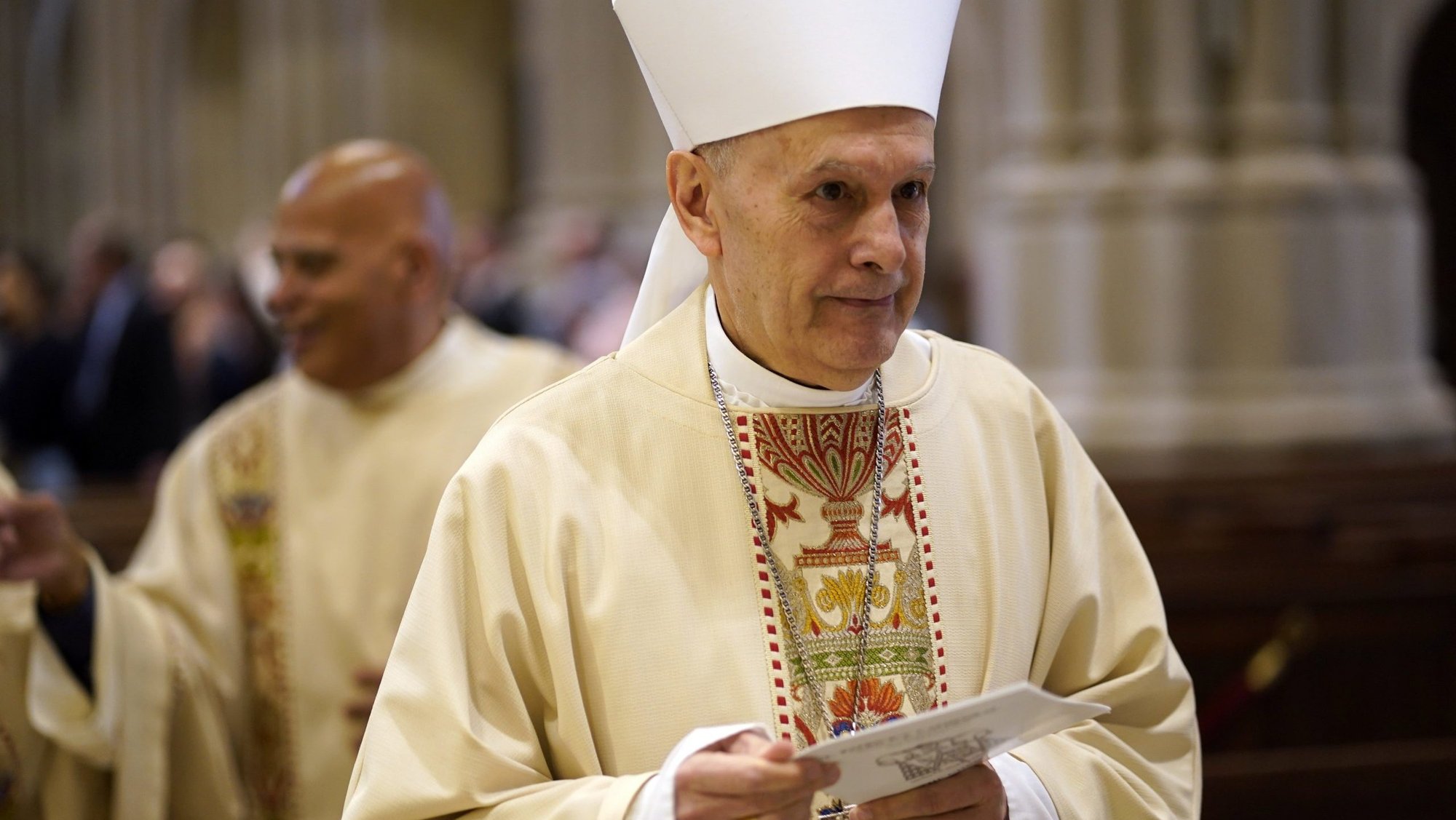 Archbishop Gabriele G. Caccia, the Holy See's permanent observer to the United Nations, participates in the closing procession during the chrism Mass at St. Patrick's Cathedral in New York City April 15, 2025. Pope Leo XIV named Archbishop Caccia as the new papal nuncio to the United States March 7, 2026. He succeeds Cardinal Christophe Pierre, who turned 80 in January and had served in the post since 2016. (OSV News photo/Gregory A. Shemitz)