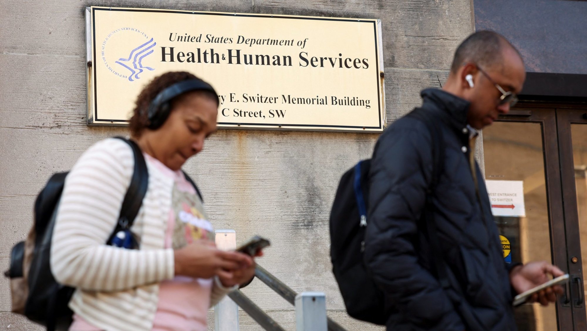 Pope are seen in a file photo walking outside Health and Human Services outside the Mary E. Switzer Memorial Building. On March 6, 2026, HHS proposed scrapping a Biden administration policy requiring foster homes to affirm a child's gender transition or sexual orientation. (OSV News photo/Kevin Lamarque, Reuters)