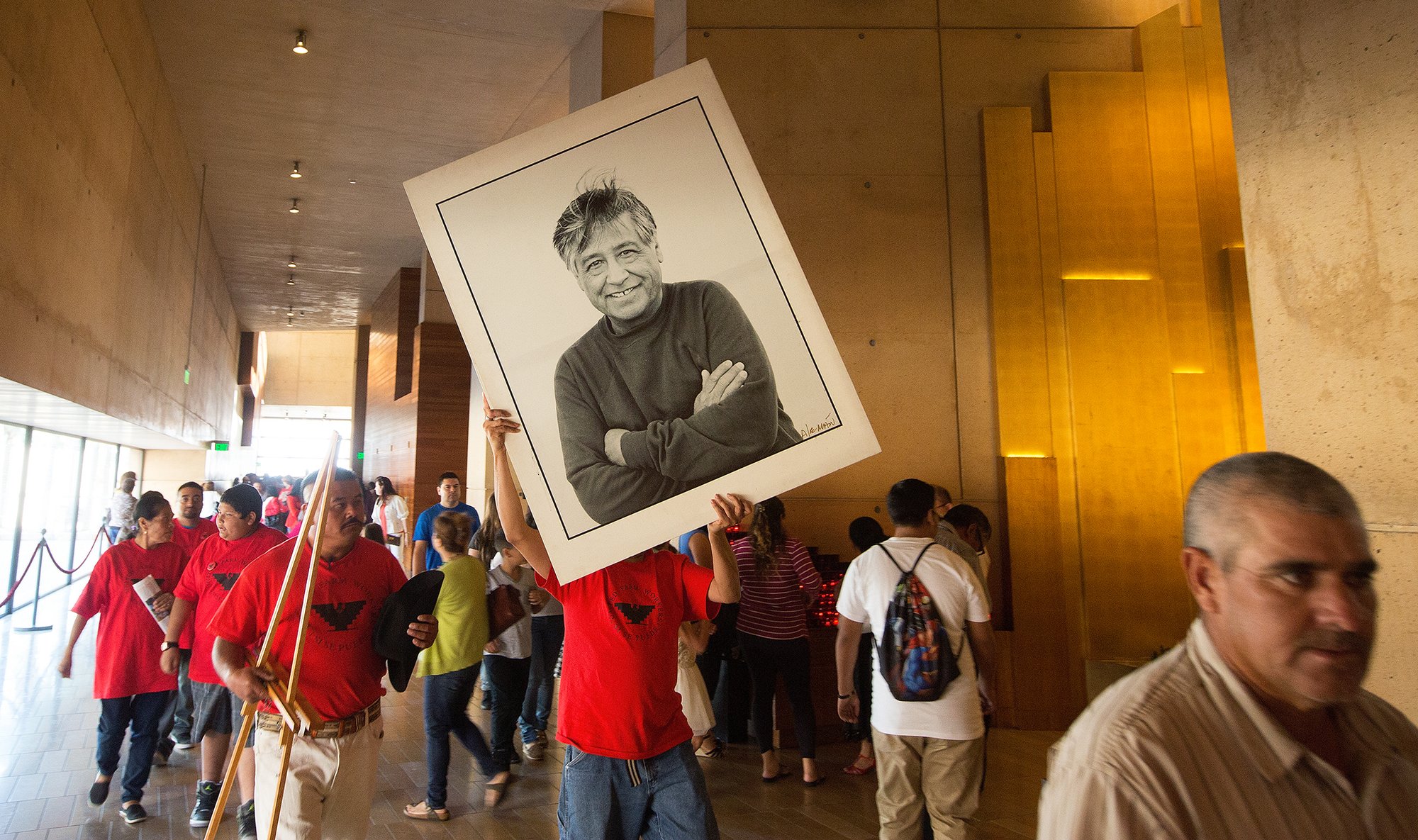 Farm worker rights activists at the 2015 Mass in honor of Cesar Chavez at the Cathedral of Our Lady of the Angels in April 2015. (Victor Alemán/Angelus News)