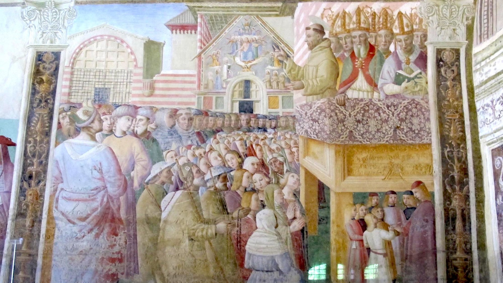 “The Pardon of Assisi,” wall painting in the Porziuncola in the Basilica of St. Mary of the Angels in Assisi, Italy. (Wikimedia Commons)