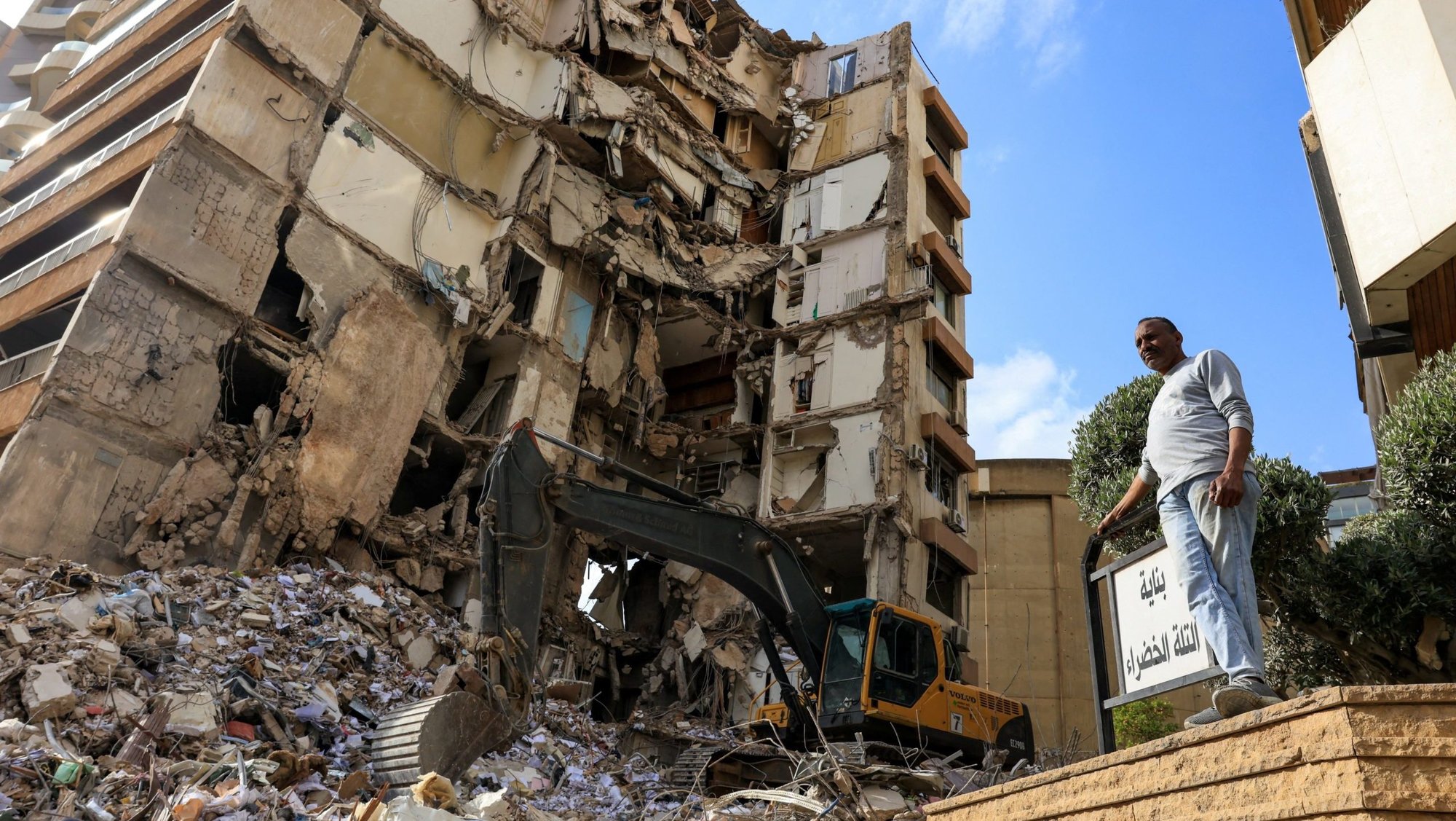 A man stands near a damaged building in Beirut, Lebanon, April 9, 2026, following an Israeli strike carried out the previous day. Bishop A. Elias Zaidan, chair of the U.S. Conference of Catholic Bishops’ Committee on International Justice and Peace, is calling on the Trump administration to boost humanitarian support for Lebanon and strengthen efforts to achieve peace there. (OSV News photo/Raghed Waked, Reuters)