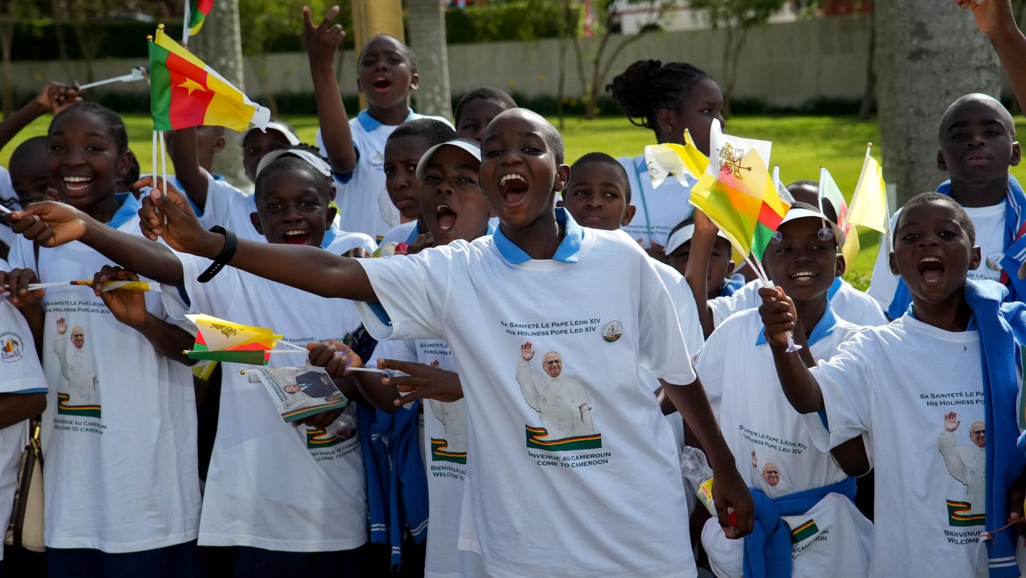 A view of Yaoundé, Cameroon, is seen April 15, 2026, during Pope Leo XIV’s visit. (CNS photo/Lola Gomez)