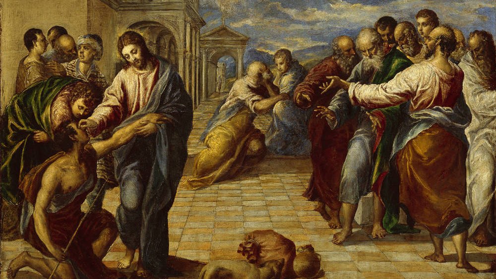 “Christ Healing the Man Born Blind,” by El Greco, 1541-1614, Greek. (Wikimedia Commons)
