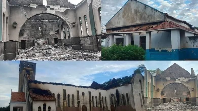 Terrorists destroyed the historic St. Louis de Montfort Parish in the Pemba Diocese in Cabo Delgado province, in Meza, northern Mozambique, on April 30, 2026. (Courtesy of the Diocese of Pemba via EWTN)