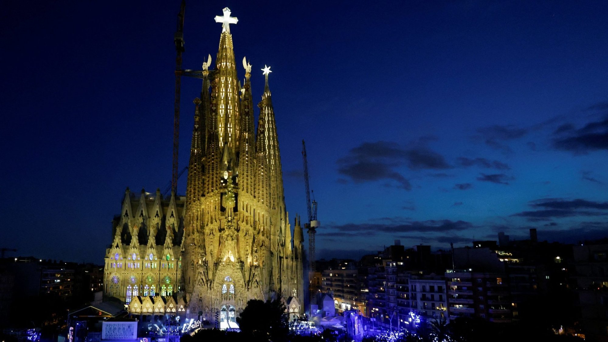 View of the Basilica of the Sagrada Familia with the Tower of Jesus Christ, on the day of its inauguration, during Pope Leo XIV's apostolic journey, in Barcelona, Spain, June 10, 2026. (OSV News photo/Michele Spatari, Reuters)