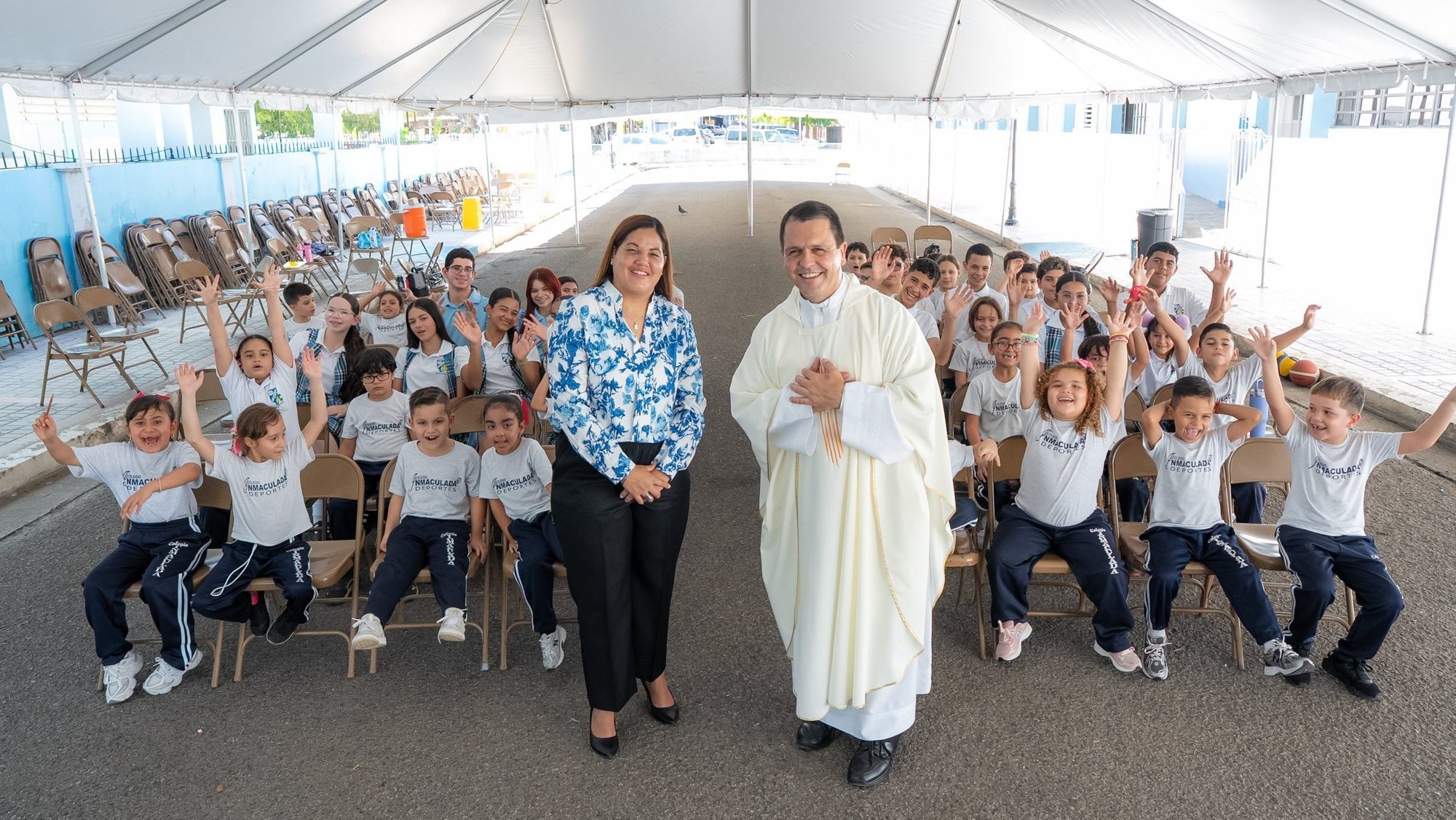 Father Melvin Díaz Aponte, pastor of Immaculate Conception Church in Guayanilla, Puerto Rico, and Carmen Alicia Rodríguez Echevarría, principal of the parish school, are pictured in an undated photo.They received the Catholic Extension Society's 2025-2026 Lumen Christi Award. For the 2026-2027 award, Chicago-based Catholic Extension has received 46 nominees from dioceses all over the U.S. (OSV News photo/Benny Bautista, Catholic Extension Society)