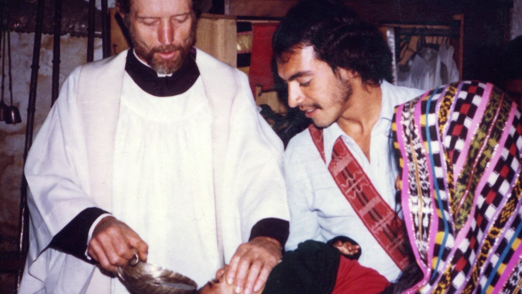 Blessed Stanley Rother, left, a priest from Oklahoma, served impoverished Indigenous people in Guatemala. On July 28, 1981, then-Father Rother was murdered in his parish rectory in Santiago Atitlán, Guatemala. Pope Francis officially recognized the American priest as a martyr Dec. 1, 2016, and he was beatified during a Mass celebrated at the Cox Convention Center in Oklahoma City Sept. 23, 2017. (OSV News file photo)