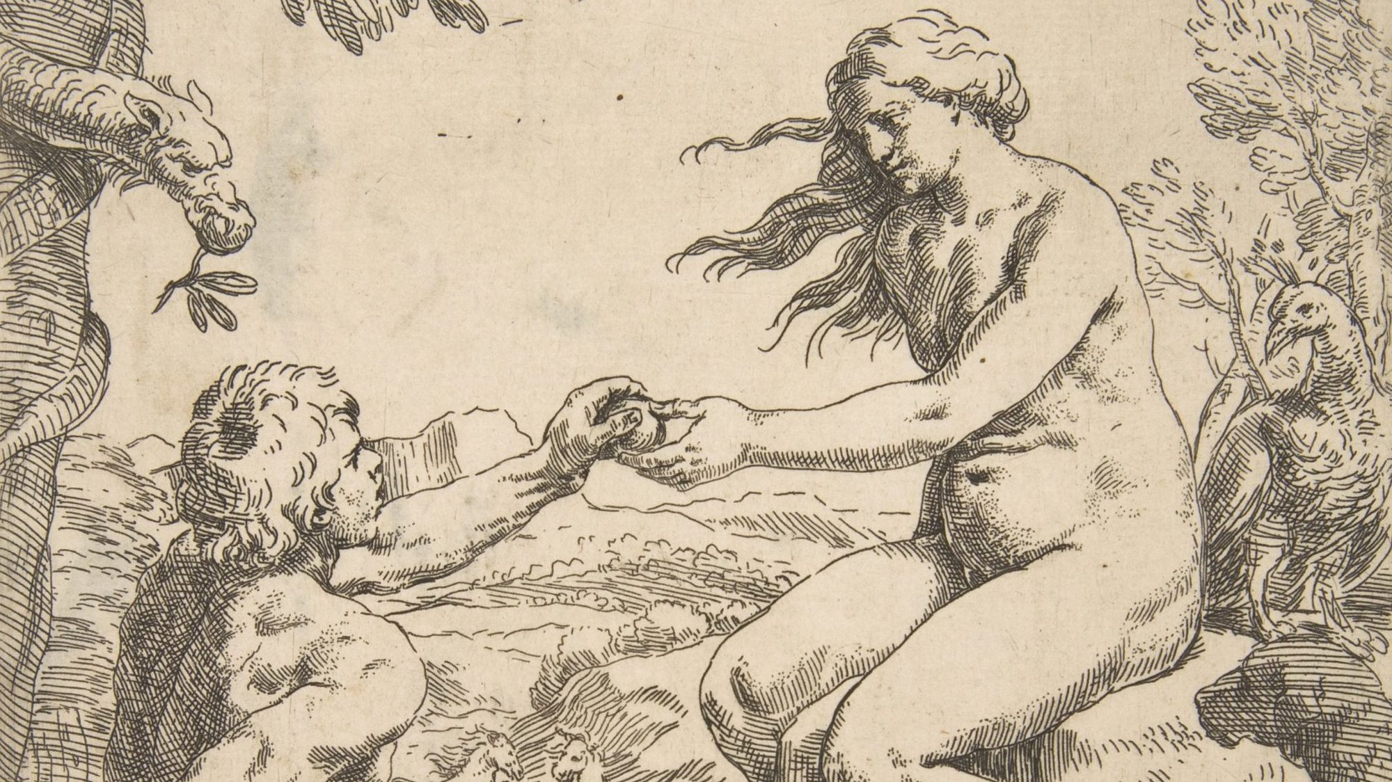 "Adam and Eve," Simone Cantarini, 1612-1648, Italian. (Metropolitan Museum of Art)
