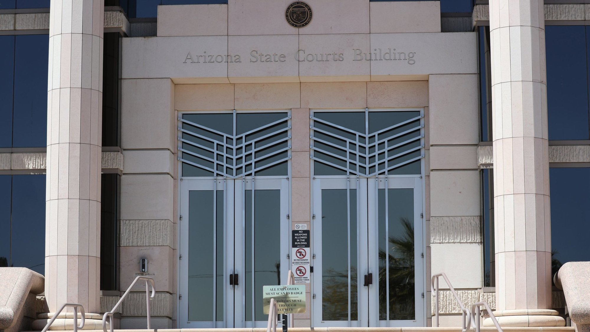 The entrance of the Arizona Supreme Court is pictured in Phoenix April 11, 2024. Just shy of two weeks after a unanimous ruling on clergy-penitent privilege, the high court issued another unanimous decision Aug. 12, 2026, setting precedent for what qualifies as "confession," again creating legal implications for the Catholic Church's confessional seal. (OSV News photo/Bob Roller)