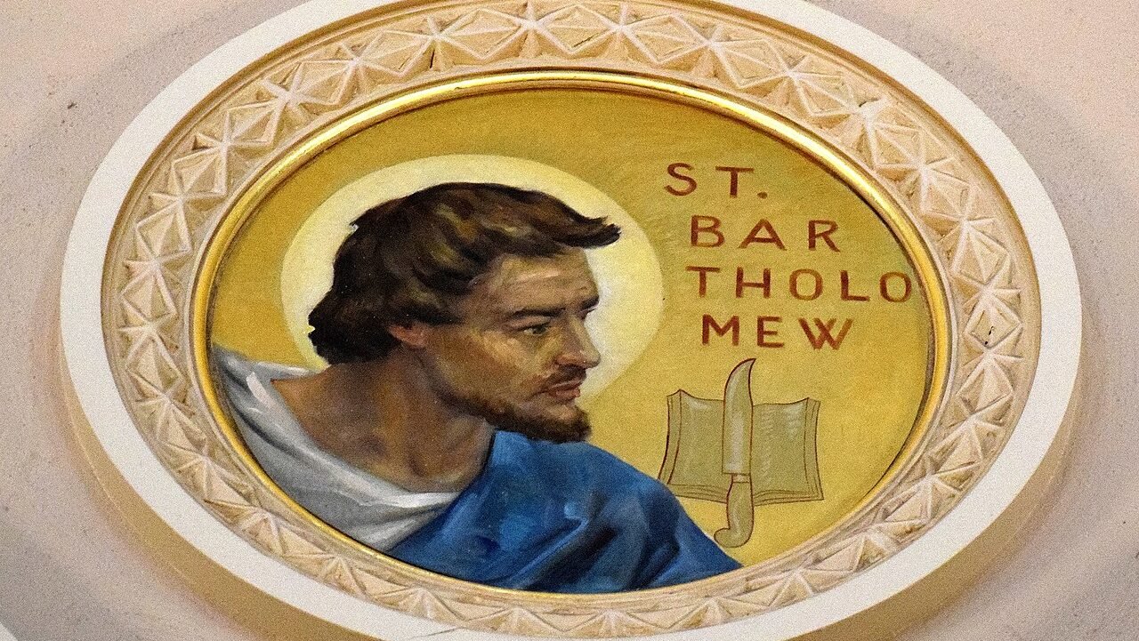 Holy Family Church, Saginaw, Michigan; St. Bartholomew the Apostle Medallion. (Wikimedia Commons)