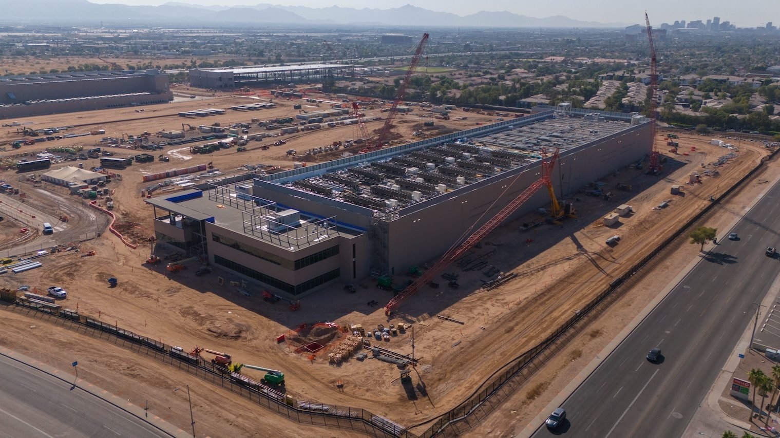 An aerial view of a data center under construction in Phoenix, Arizona in 2023. (Shutterstock)