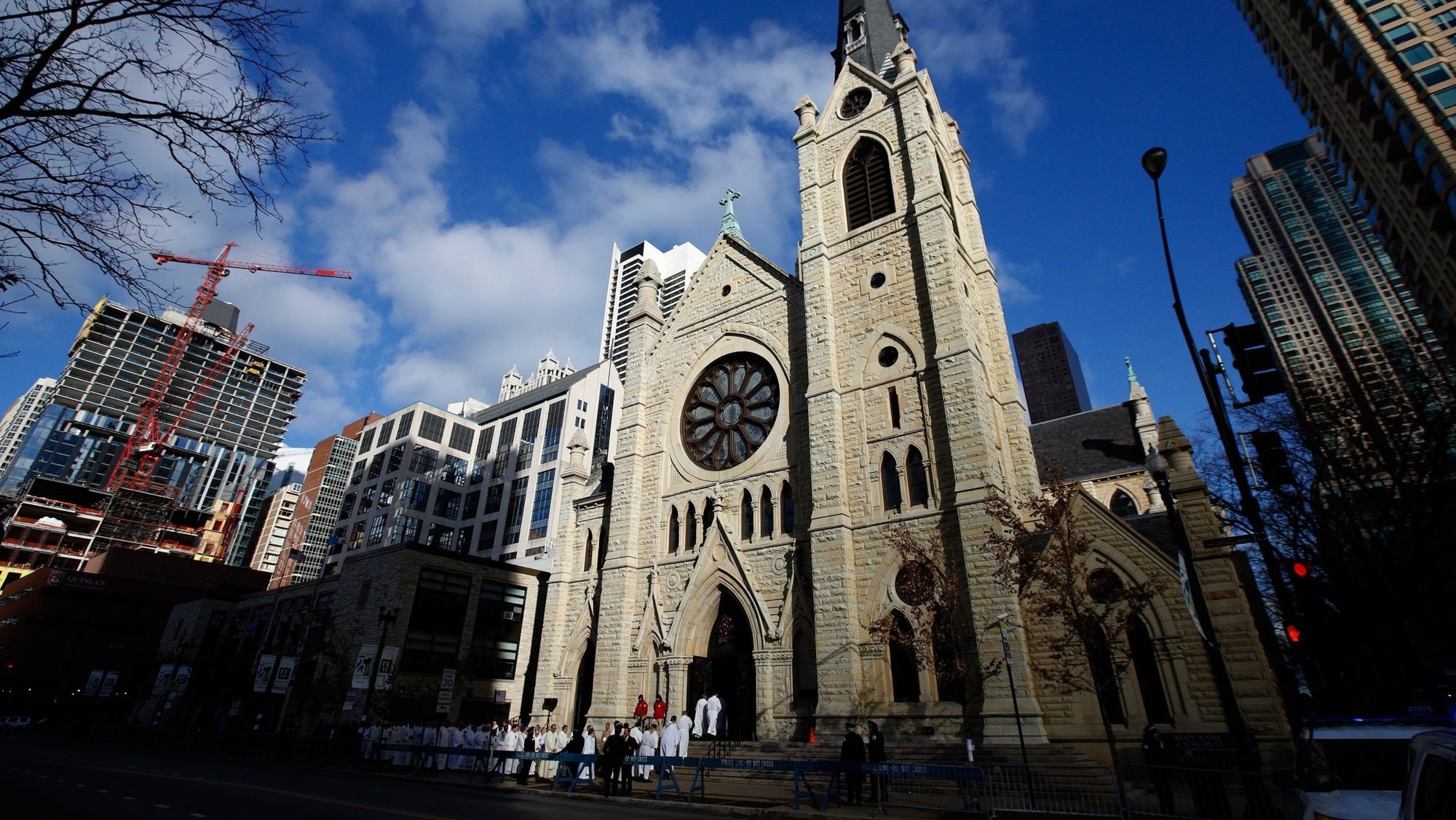 Chicago's Holy Name Cathedral is pictured in this file photo. The Archdiocese of Chicago said it has paid out more than $400 million to abuse survivors, with the announcement coming on the heels of an abuse settlement announcement by a St. Paul, Minnesota-based attorney who has settled Chicago clergy abuse cases for more than 25 years. (OSV News photo/Andrew Nelles, Reuters)