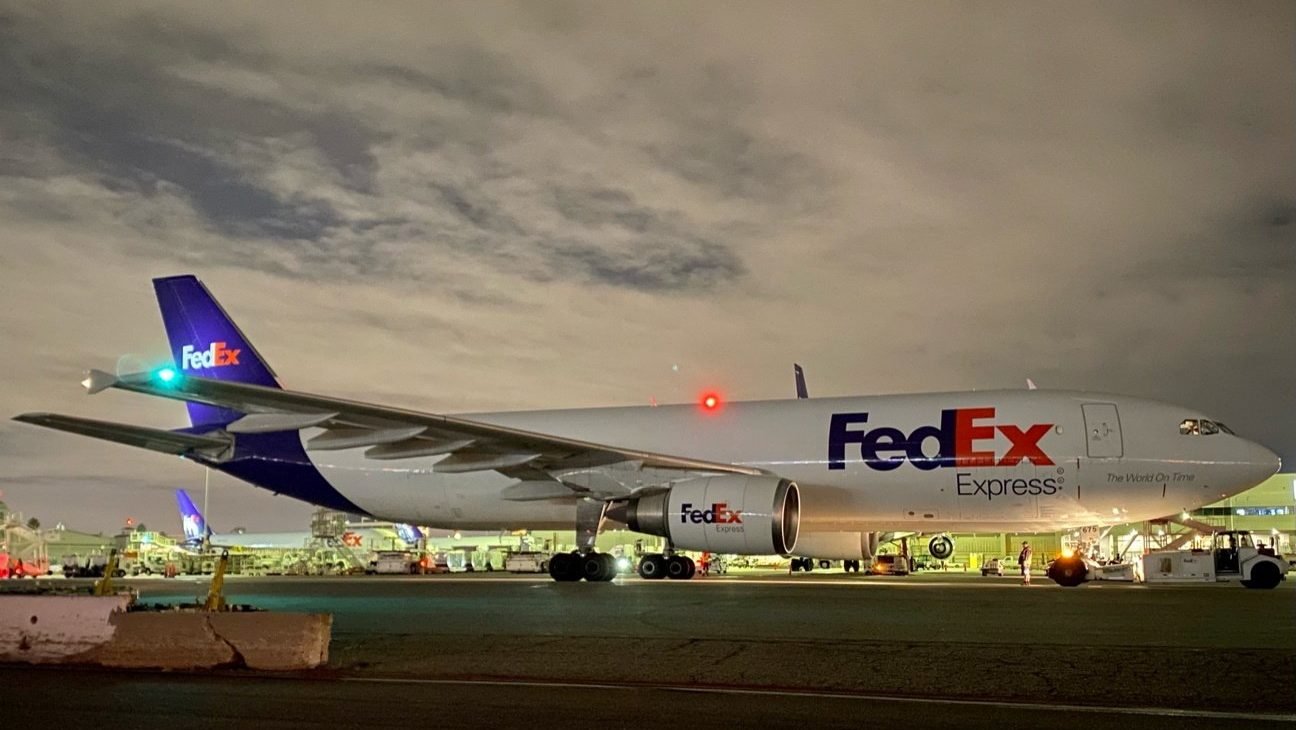 A FedEx Express plane is seen at LAX Airport in Los Angeles Dec. 13, 2020. (CNS photo/Los Angeles World Airports via Reuters)