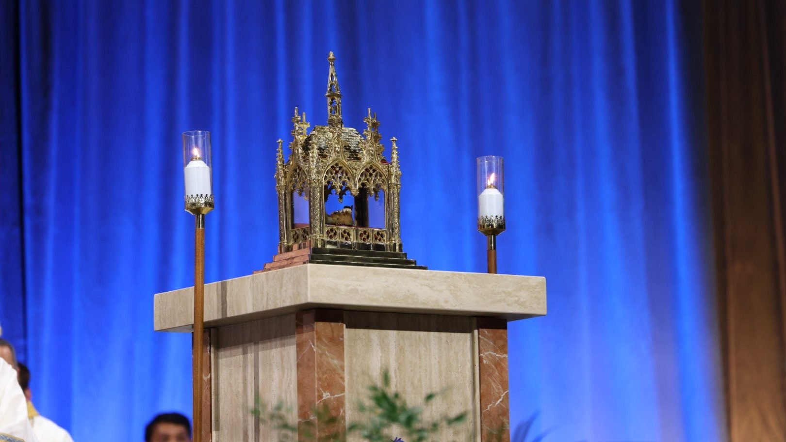 A major relic of Blessed Fulton J. Sheen is displayed at his beatification Mass Sept. 24, 2026, at The Dome at America's Center in St. Louis. (OSV News photo/Margaret Murray)