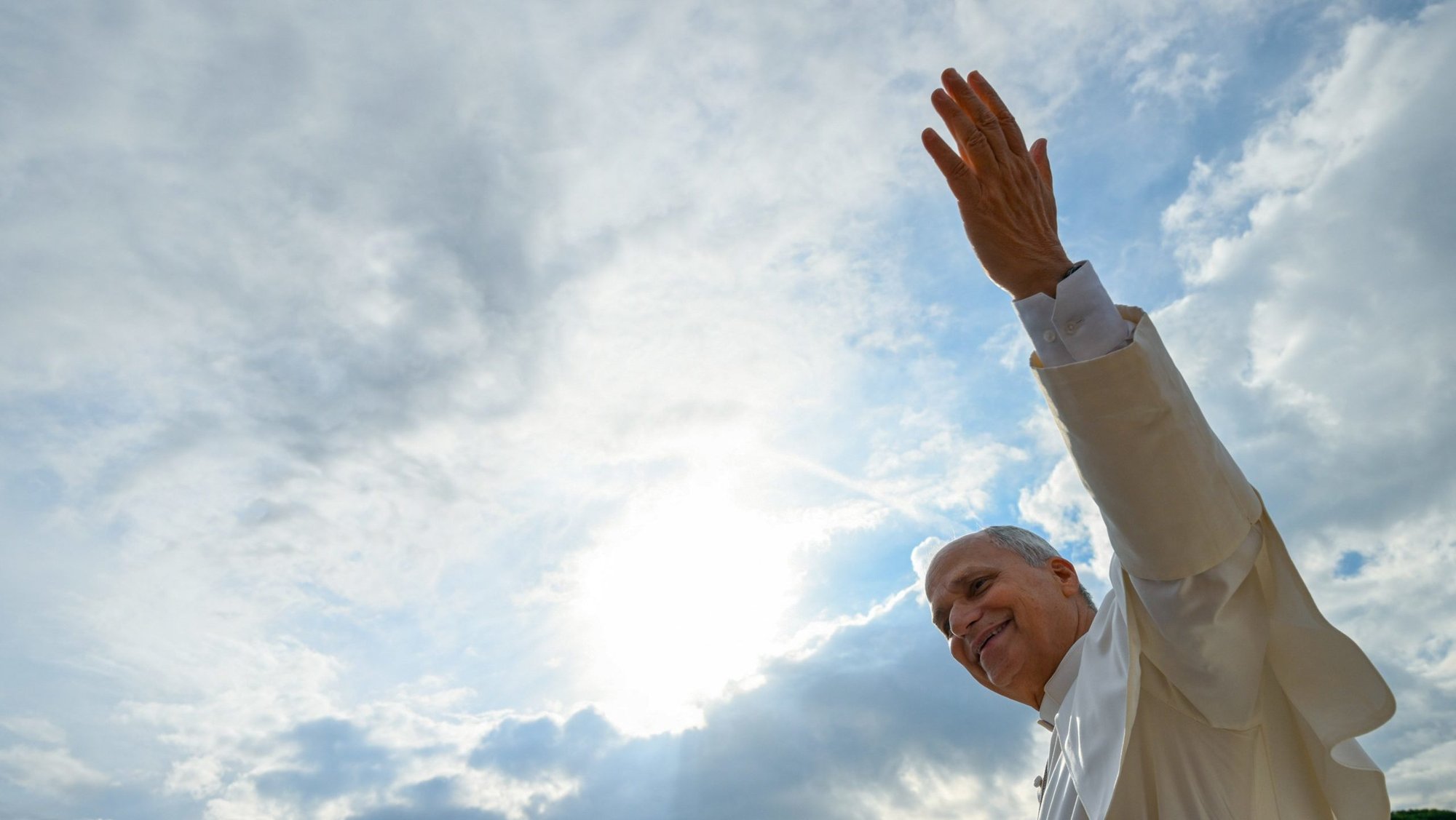 Pope Leo XIV greets visitors and pilgrims from the popemobile while riding around St. Peter’s Square at the Vatican before his weekly general audience Oct. 7, 2026. (CNS photo/Vatican Media)