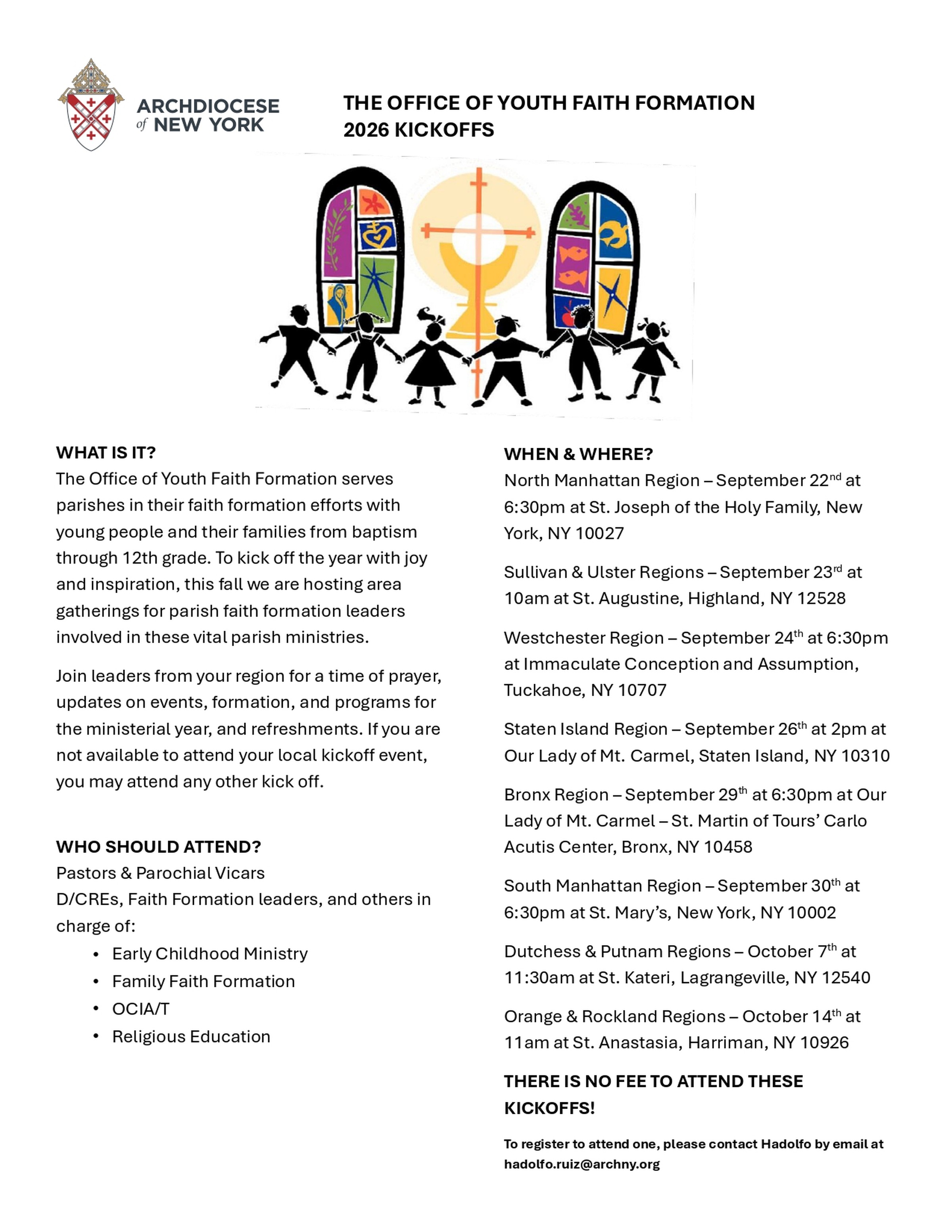 The Office of Youth Faith Formation 2026 Kickoffs