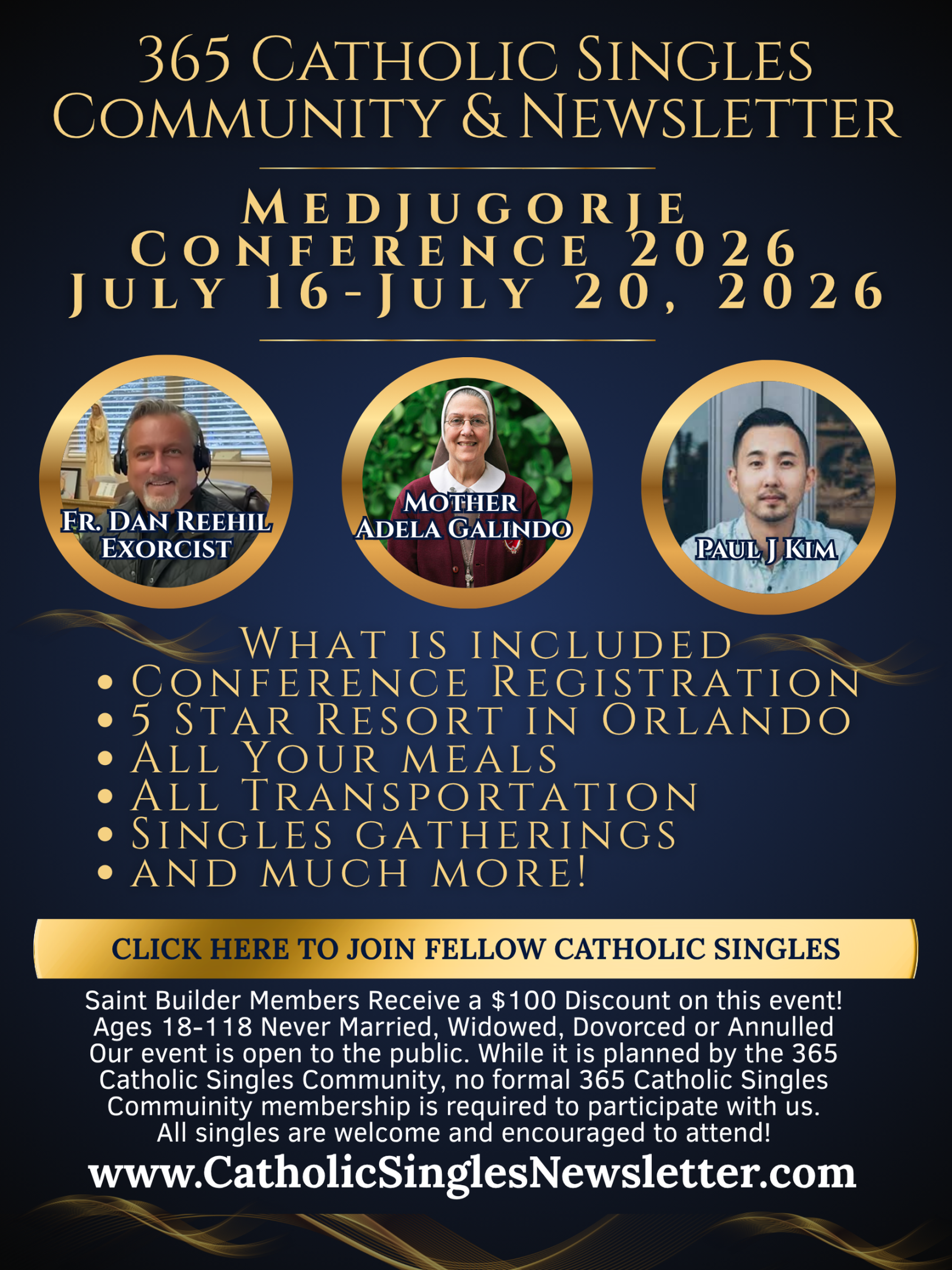 365 Catholic Singles Community & Newsletter - Medjugorje Conference 2026