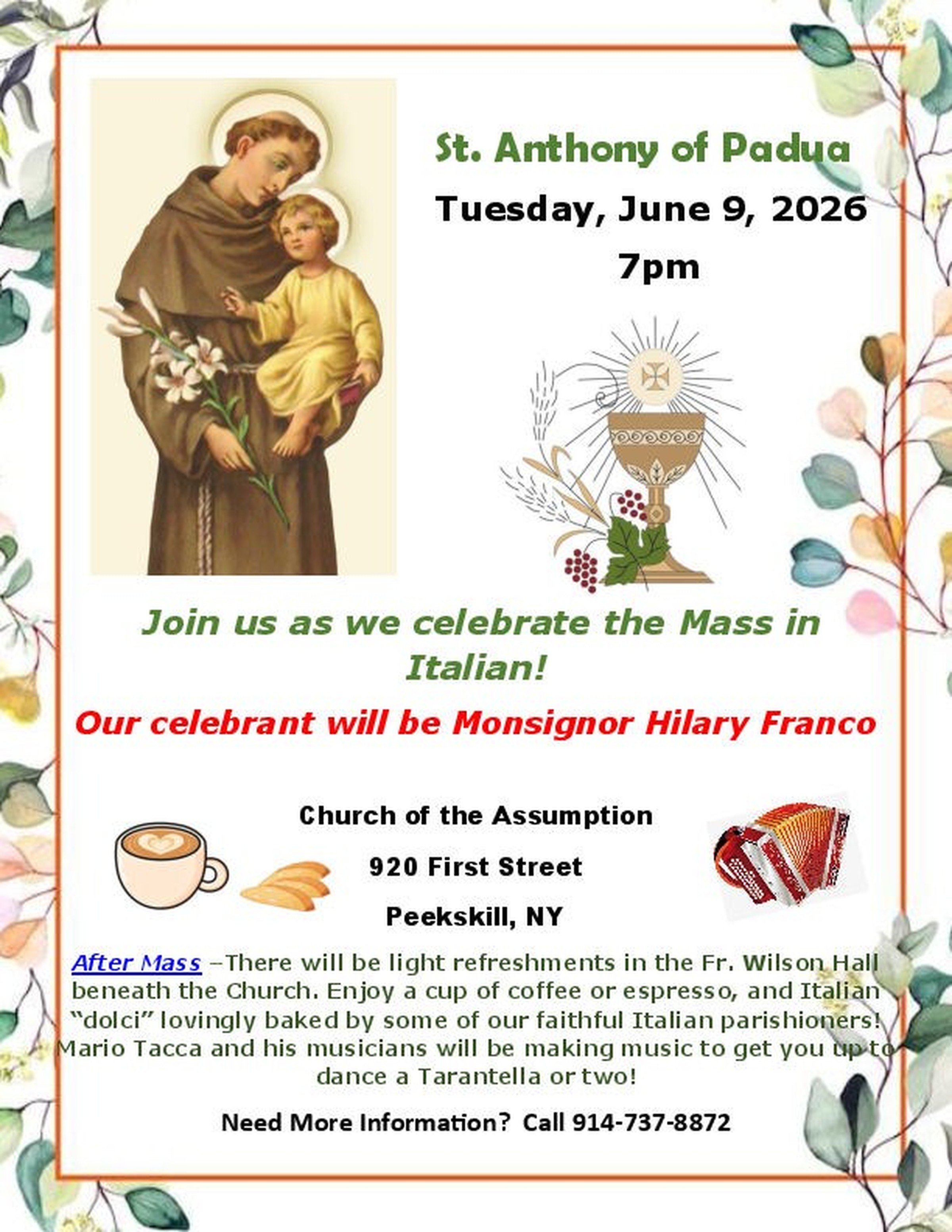 Italian Mass in Honor of St. Anthony of Padua