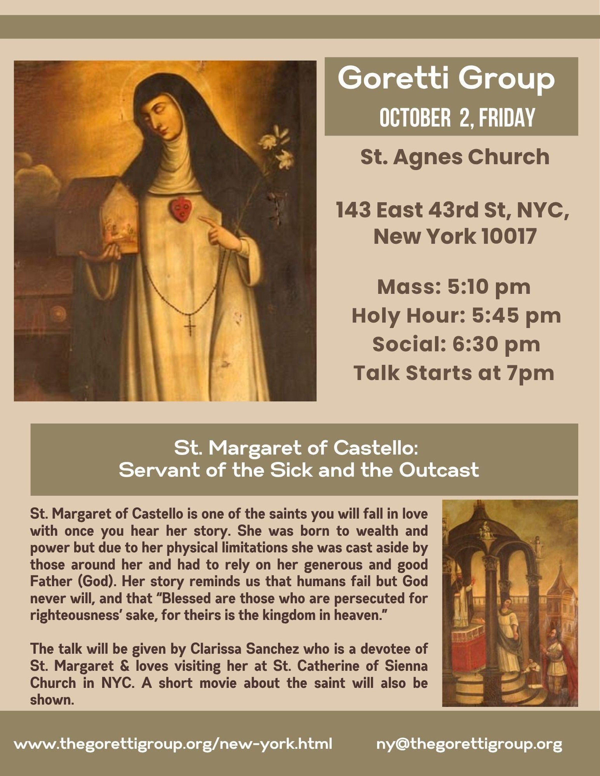 Goretti NY: "St. Margaret of Castello: Servant of the Sick and the Outcast"