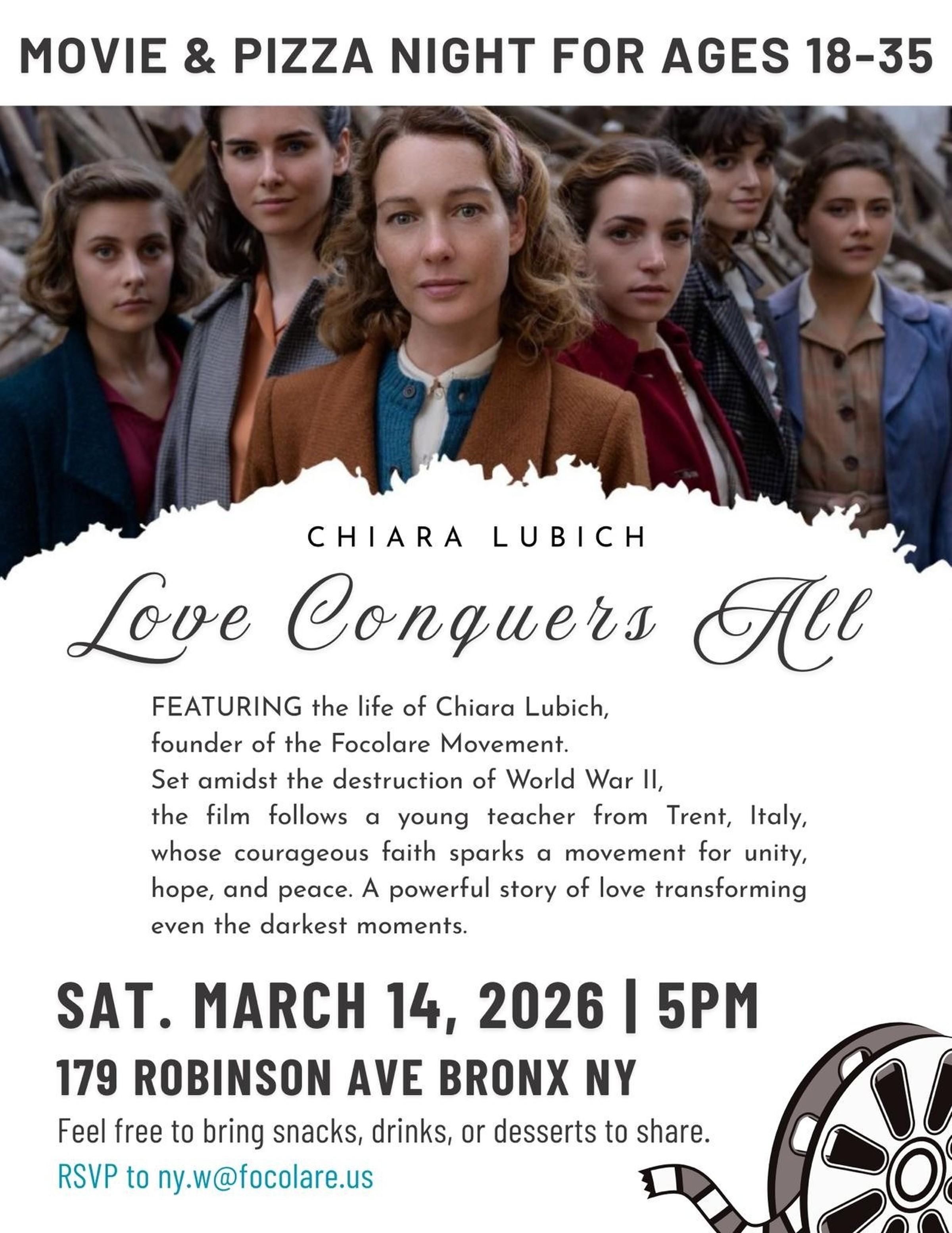 Movie & Pizza Night – Celebrating the Life of Chiara Lubich