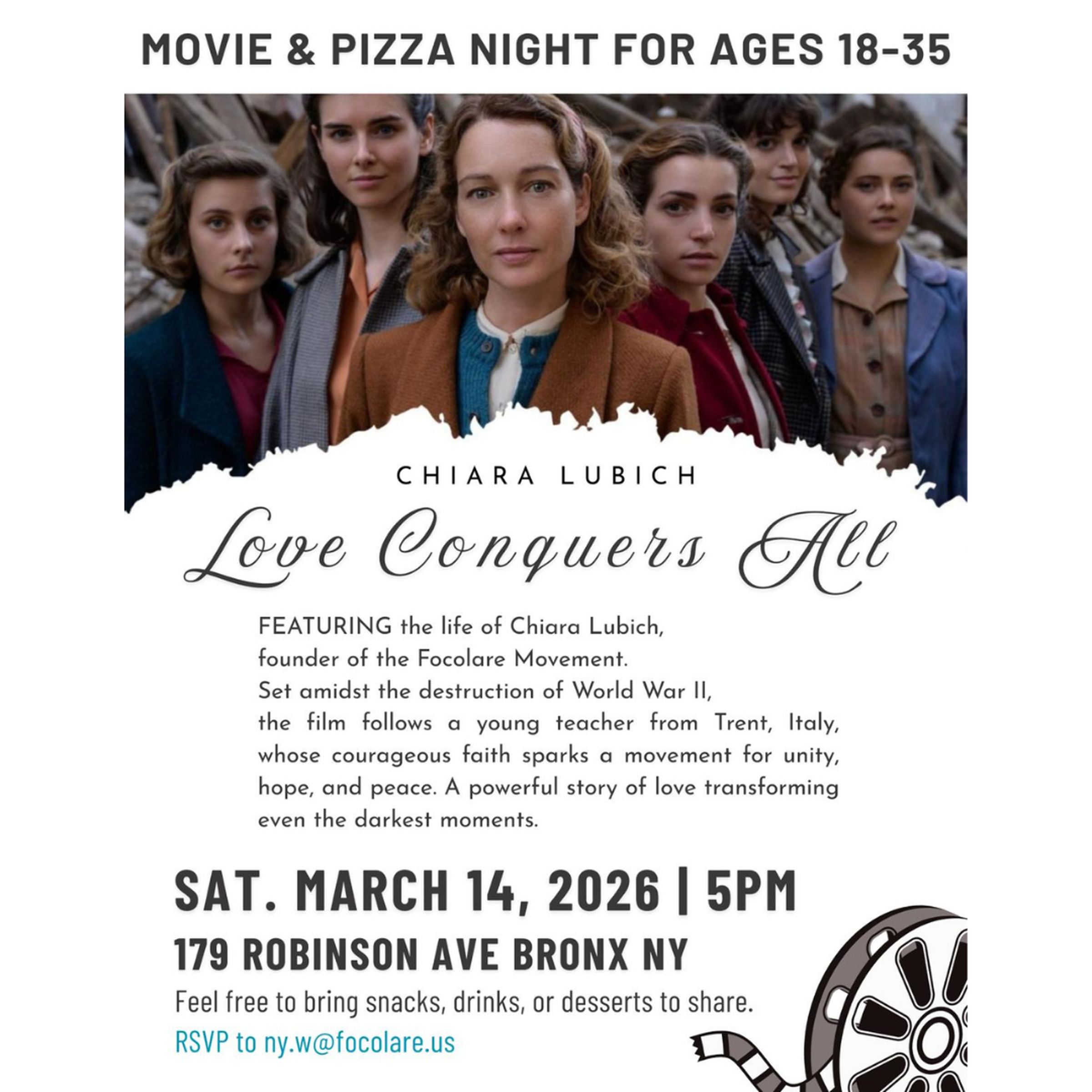 Movie & Pizza Night – Celebrating the Life of Chiara Lubich