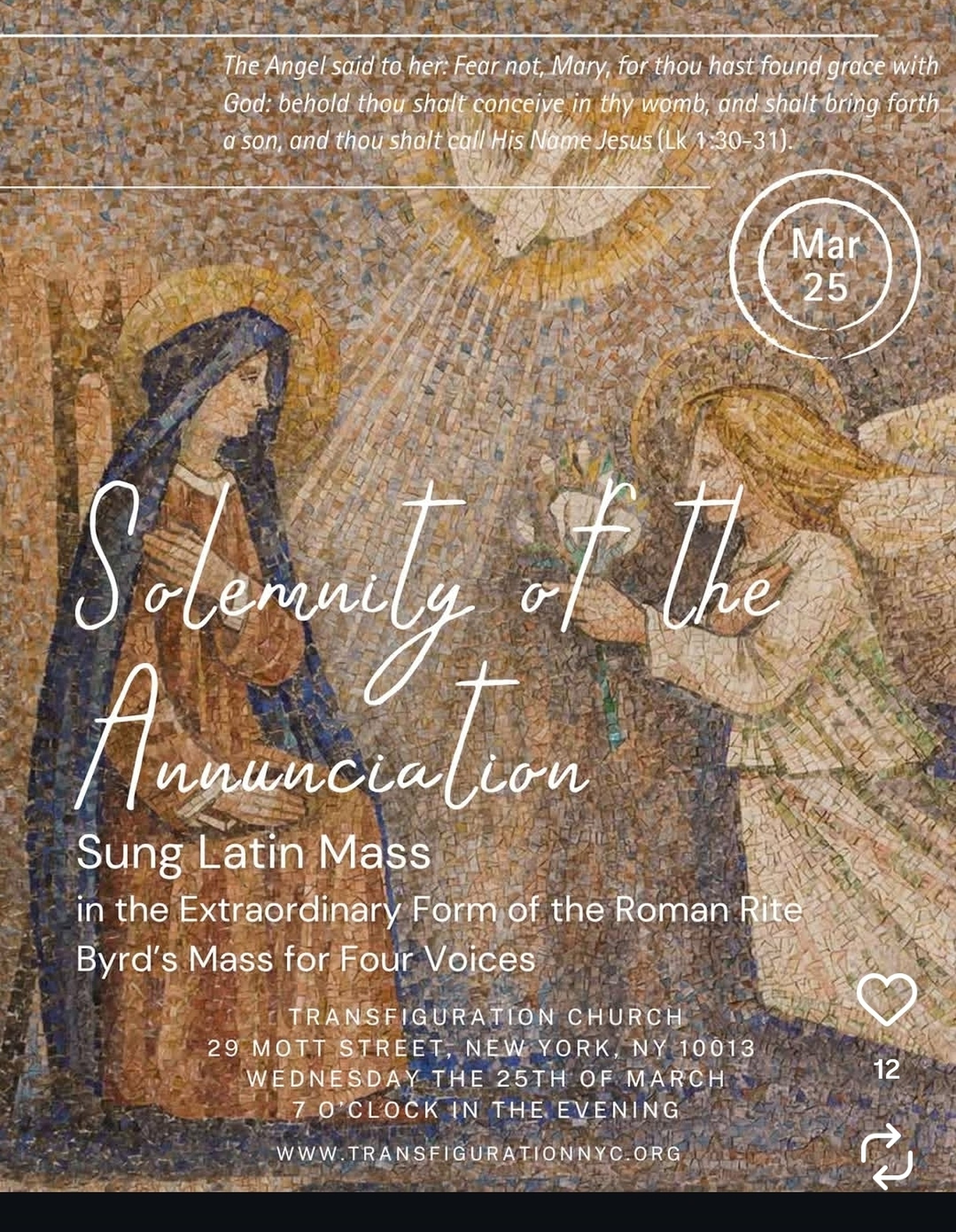 Solemnity of the Annunciation Sung Latin Mass