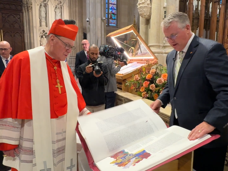 St. Patrick’s Cathedral Receives Rare Handwritten Illuminated Bible