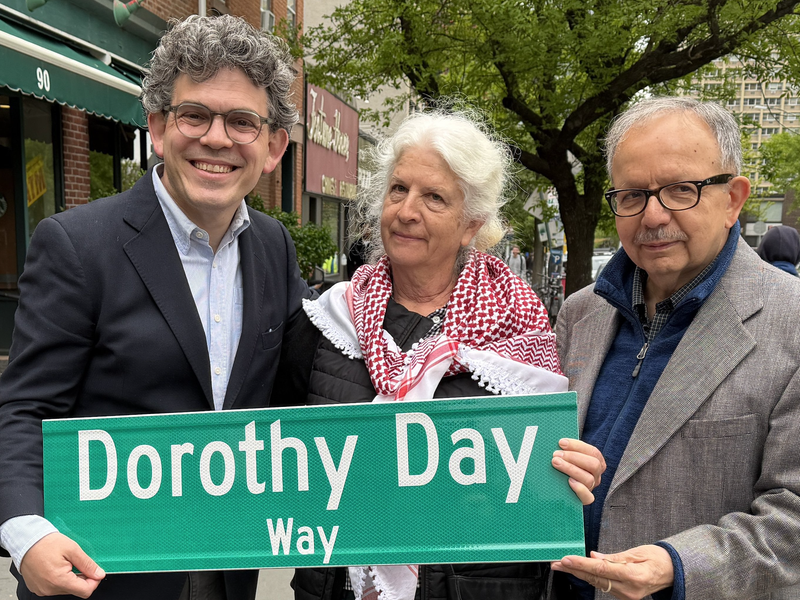 New Sign on a Street Corner in Brooklyn Honors Legacy of Dorothy Day