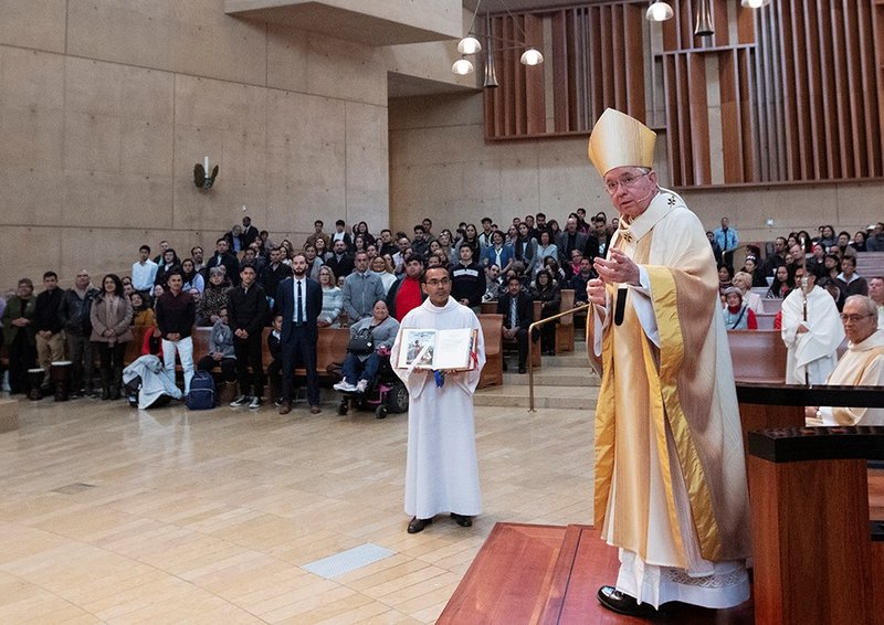 Arzobispo José H. Gomez celebra la Misa de bendicion para peregrinos destinados para la Jornada Mundial de la Juventud en Panama en enero del 2019. (VICTOR ALEMÁN)