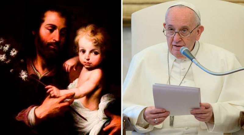 Cuadro de San José e imagen de archivo del Papa Francisco. Foto: ACI Prensa - Vatican Media