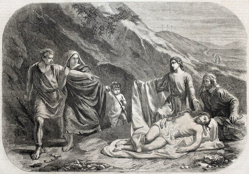 Una ilustración de 1857 representa a Barrabás después de la crucifixión en una revista francesa. | SHUTTERSTOCK