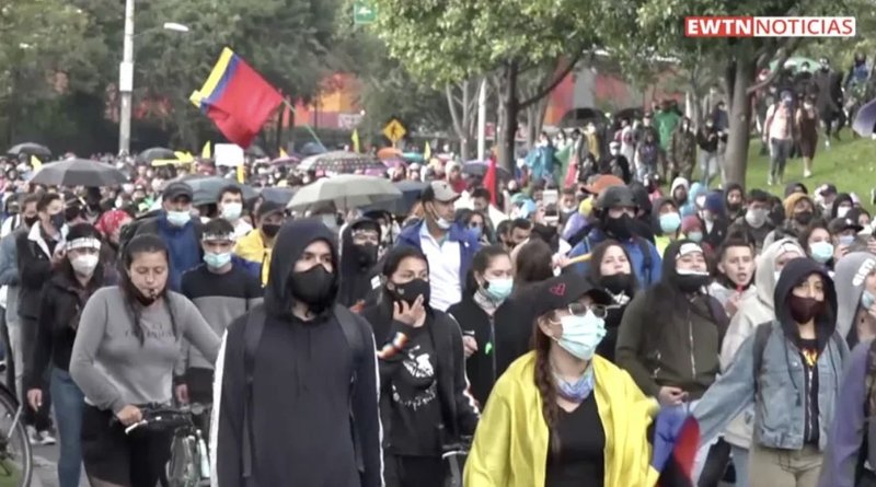 Protestas en Colombia. Foto: EWTN Noticias