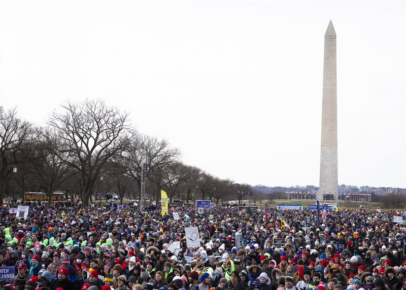 Los defensores de la vida asisten a la Marcha por la Vida anual en Washington el 21 de enero. (Foto CNS /Tyler Orsburn)