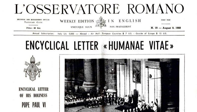Encíclica Humanae Vitae publicada en la edición del 8 de agosto de 1968 del periódico L'Osservatore Romano. (Foto: Medios de comunicación del Vaticano)