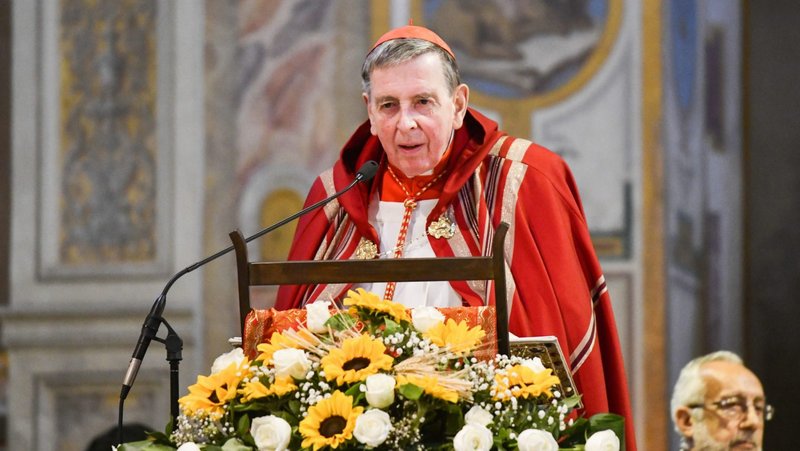El cardenal Kurt Koch, presidente del Consejo Pontificio para la Promoción de la Unidad de los Cristianos, es fotografiado durante un servicio ecuménico en la Basílica de San Bartolomé en Roma el 25 de abril de 2021. (CNS /Paolo Galosi, KNA)