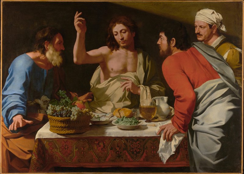 "La Cena de Emaús", hacia 1615-1625, de Bartolomeo Cavarozzi. (Museo J. Paul Getty)