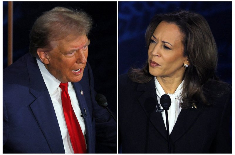 El expresidente de EE.UU. Donald Trump, candidato presidencial republicano, y la vicepresidenta de EE.UU. Kamala Harris, candidata presidencial demócrata, aparecen en una foto combinada participando en el debate presidencial en el Centro Nacional de la Constitución en Filadelfia el 10 de septiembre de 2024. (Foto OSV News/Brian Snyder, Reuters)