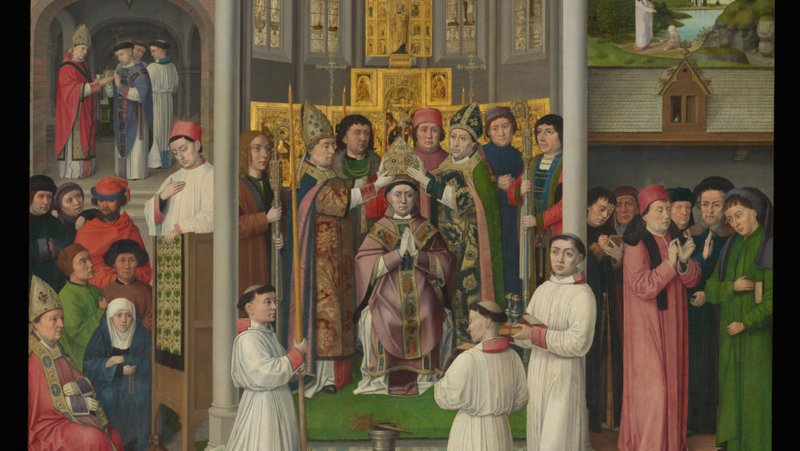Detalle de «Escenas de la vida de San Agustín de Hipona», Maestro de San Agustín, neerlandés, ca. 1490. (Museo Metropolitano de Arte)
