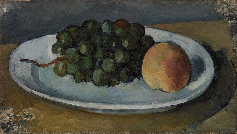 “Grapes and Peach on a Plate”, de Paul Cézanne, c. 1877-1879. (Wikimedia Commons)