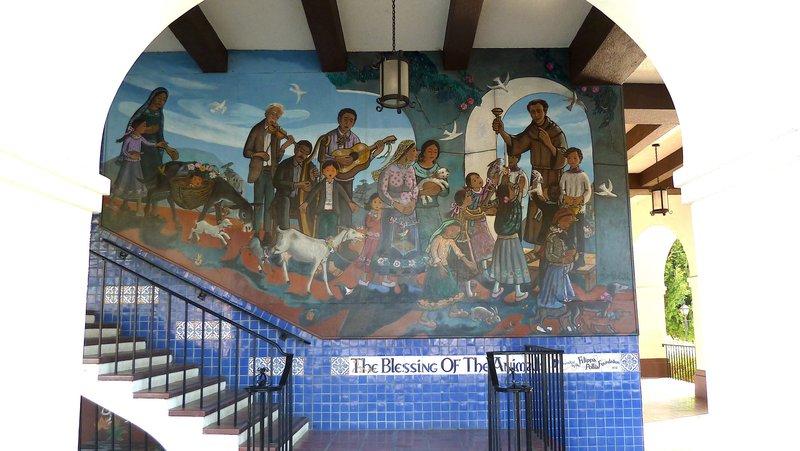 “The Blessing of the Animals”, mural de Leo Politi, 1908-1996, estadounidense. (Chris English vía Wikimedia Commons)