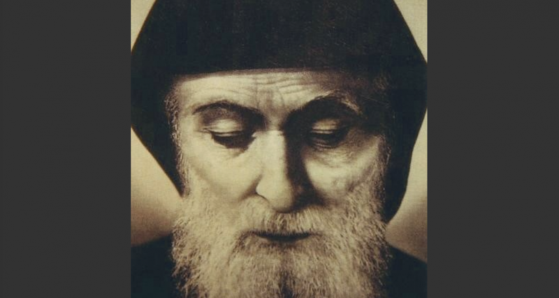 Close-up portrait of an elderly man with a long beard, wearing a dark hat, eyes closed and looking downward.