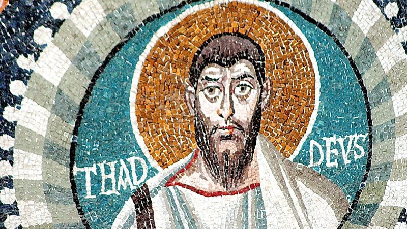 "San Judas Tadeo, apóstol". Detalle de un mosaico de la Basílica de San Vital, en Rávena, Italia. (Wikimedia Commons)