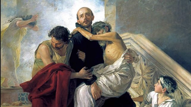 "St. John of God saving the sick from fire at the Royal Hospital," Manuel Gómez-Moreno González, 1880. (Wikimedia Commons)