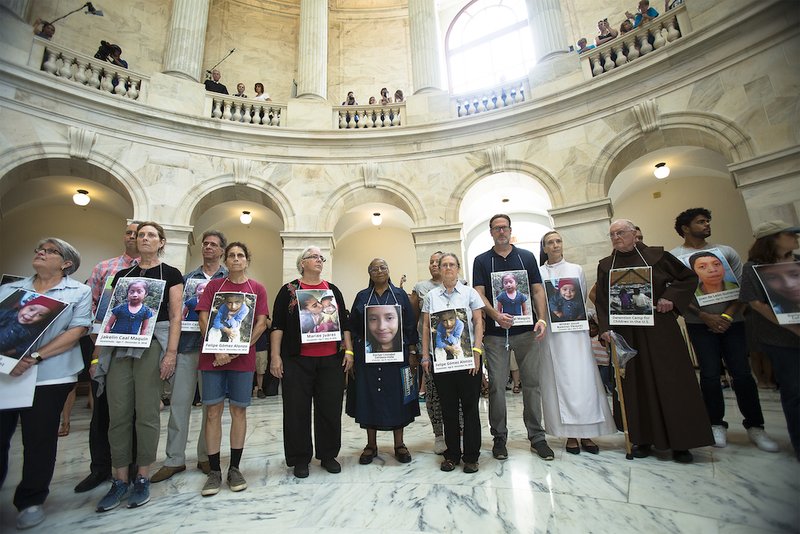 Catholic leaders and advocates protest the Trump administration's handling of detained immigrant children during a "Catholic Day of Action for Immigrant Children" July 18