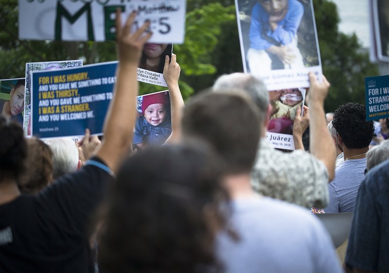 Catholic leaders and advocates protest the Trump administration's handling of detained immigrant children during a "Catholic Day of Action for Immigrant Children" July 18