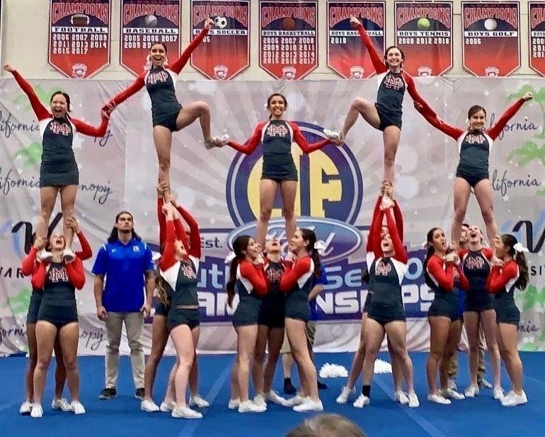 Mater Dei’s cheerleading squad won a CIF-SS championship in 2019. (MATER DEI HIGH SCHOOL)